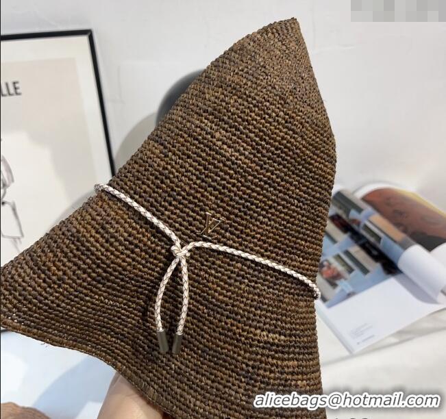 High Quality Louis Vuitton Straw Bucket Hat with Cord Trim 18039 Coffee 2025
