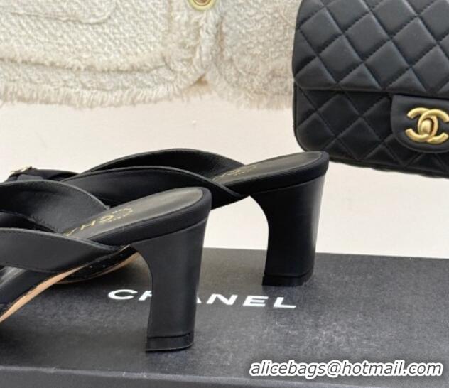 Duplicate Chanel Mesh Heel Mules with Bow Black 2025 CH041612