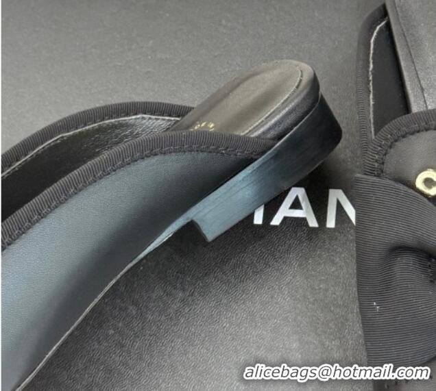Sumptuous Chanel Lambskin Flat Mules with Bow Black 2025 CH041613