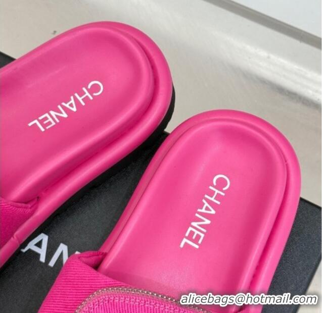 Best Product Chanel Canvas Pillow Slides Sandal with Zip Pouch Dark Pink 2025 CH041614