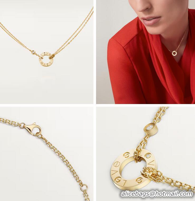 Grade Quality Cartier Nologo Love Necklace with Diamonds 1601 Yellow Gold