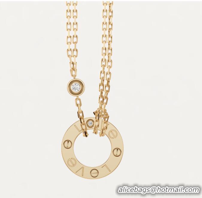 Grade Quality Cartier Nologo Love Necklace with Diamonds 1601 Yellow Gold