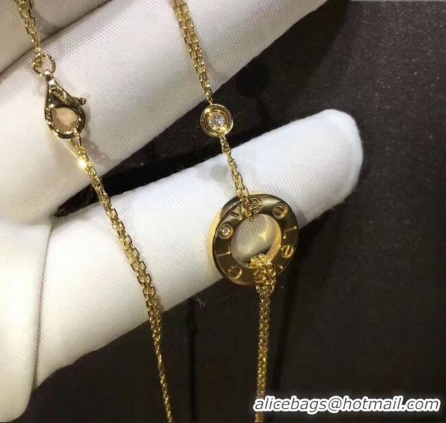 Grade Quality Cartier Nologo Love Necklace with Diamonds 1601 Yellow Gold