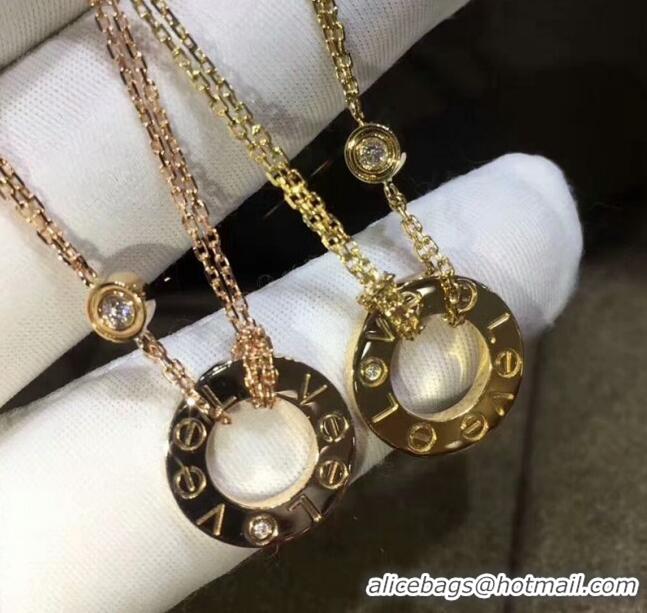 Grade Quality Cartier Nologo Love Necklace with Diamonds 1601 Yellow Gold
