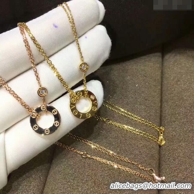 Grade Quality Cartier Nologo Love Necklace with Diamonds 1601 Yellow Gold