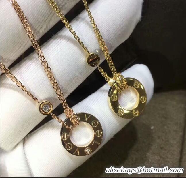 Grade Quality Cartier Nologo Love Necklace with Diamonds 1601 Yellow Gold