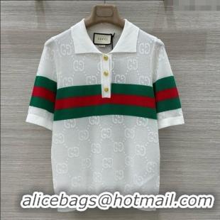Original Cheap Gucci Knit T-shirt G041001 White 2025