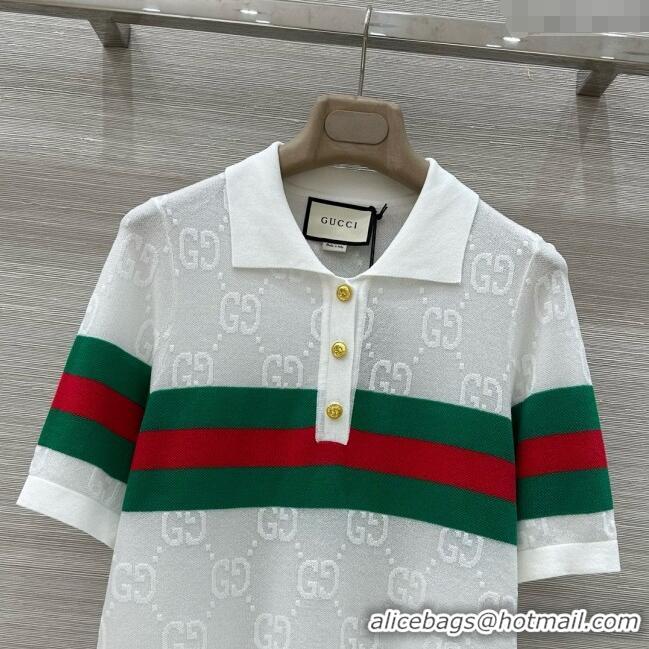Original Cheap Gucci Knit T-shirt G041001 White 2025