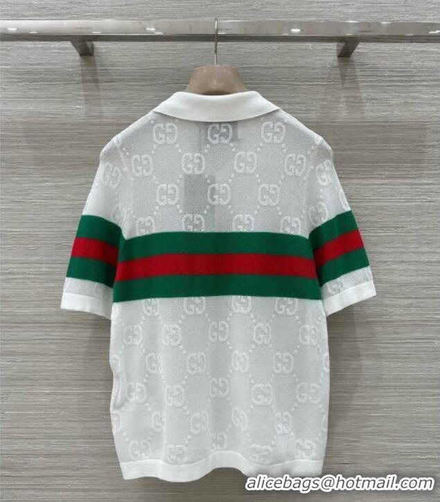 Original Cheap Gucci Knit T-shirt G041001 White 2025