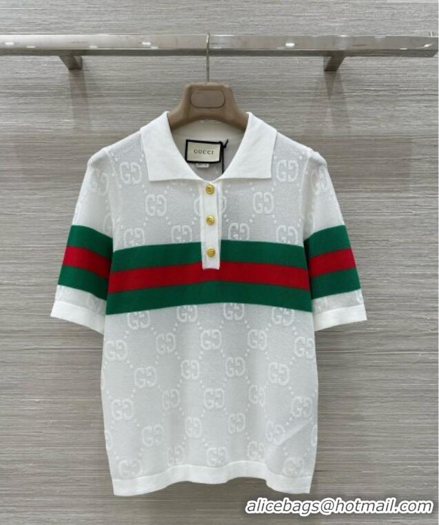 Original Cheap Gucci Knit T-shirt G041001 White 2025