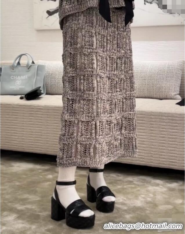 Unique Style Chanel Knit Skirt CH040711 Gray 2025