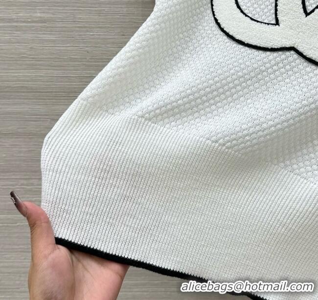 ​Luxury Discount Chanel Wool Short-sleeved Sweater CH041014 White 2025
