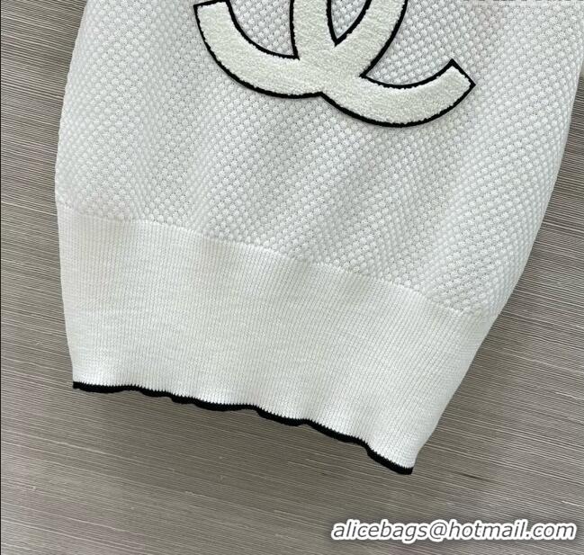 ​Luxury Discount Chanel Wool Short-sleeved Sweater CH041014 White 2025