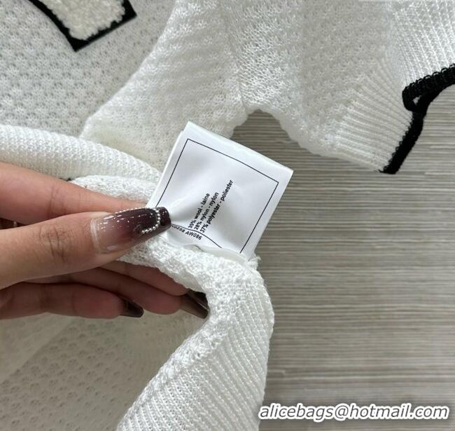 ​Luxury Discount Chanel Wool Short-sleeved Sweater CH041014 White 2025