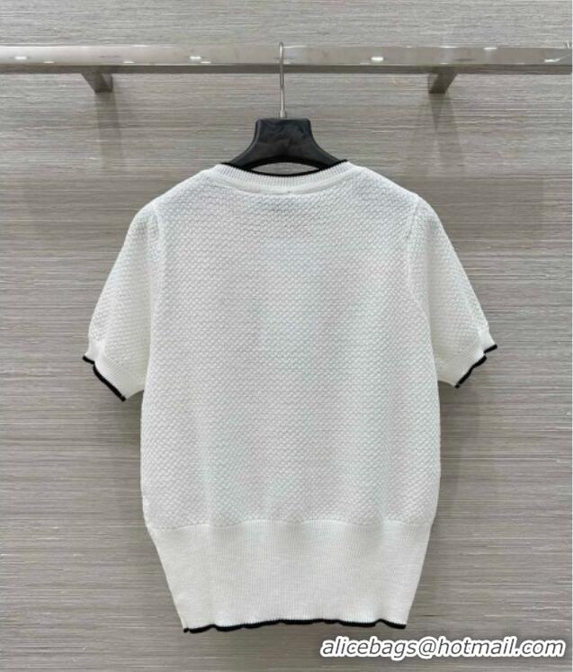 ​Luxury Discount Chanel Wool Short-sleeved Sweater CH041014 White 2025