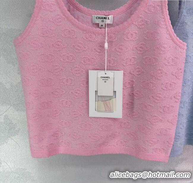 ​Top Design Chanel Wool CC Allover Vest 0410 Pink/Blue/White 2025
