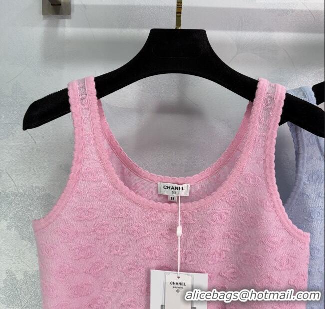 ​Top Design Chanel Wool CC Allover Vest 0410 Pink/Blue/White 2025
