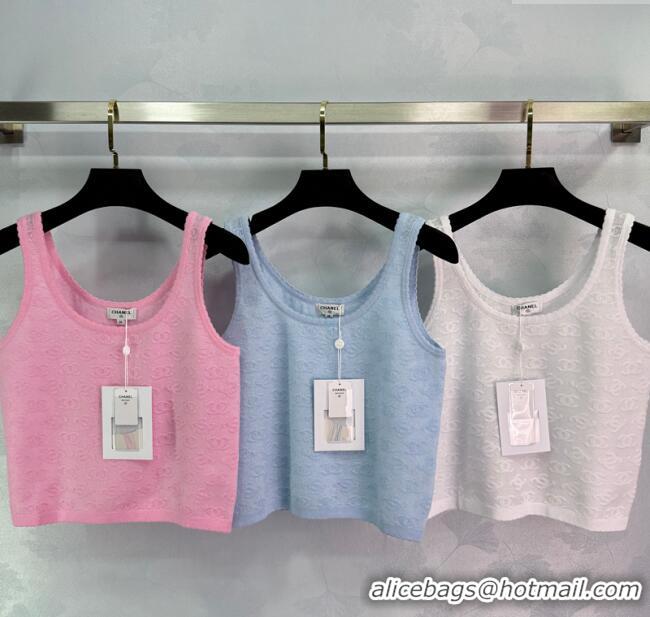 ​Top Design Chanel Wool CC Allover Vest 0410 Pink/Blue/White 2025