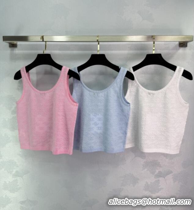 ​Top Design Chanel Wool CC Allover Vest 0410 Pink/Blue/White 2025