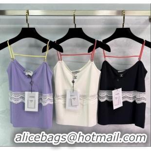 Grade Discount Chanel Vest with Lace 0410 White/Black/Purple 2025