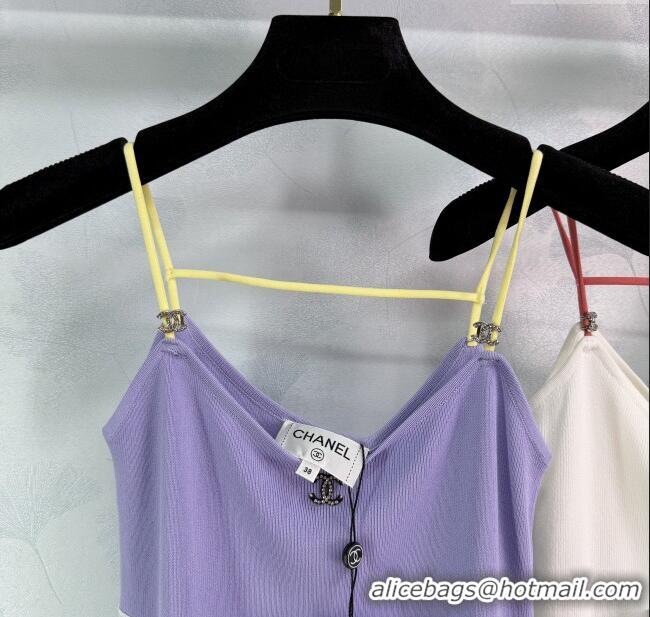 Grade Discount Chanel Vest with Lace 0410 White/Black/Purple 2025