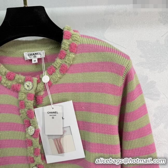 ​Well Crafted Chanel Wool & Cashmere Cardigan 10031 Green/Pink 2025