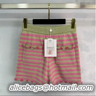 Traditional Discount Chanel Wool & Cashmere Shorts 10032 Green/Pink 2025