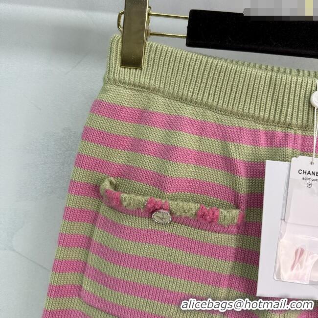 Traditional Discount Chanel Wool & Cashmere Shorts 10032 Green/Pink 2025