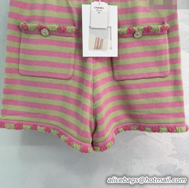 Traditional Discount Chanel Wool & Cashmere Shorts 10032 Green/Pink 2025