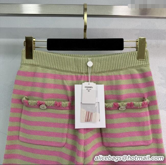 Traditional Discount Chanel Wool & Cashmere Shorts 10032 Green/Pink 2025