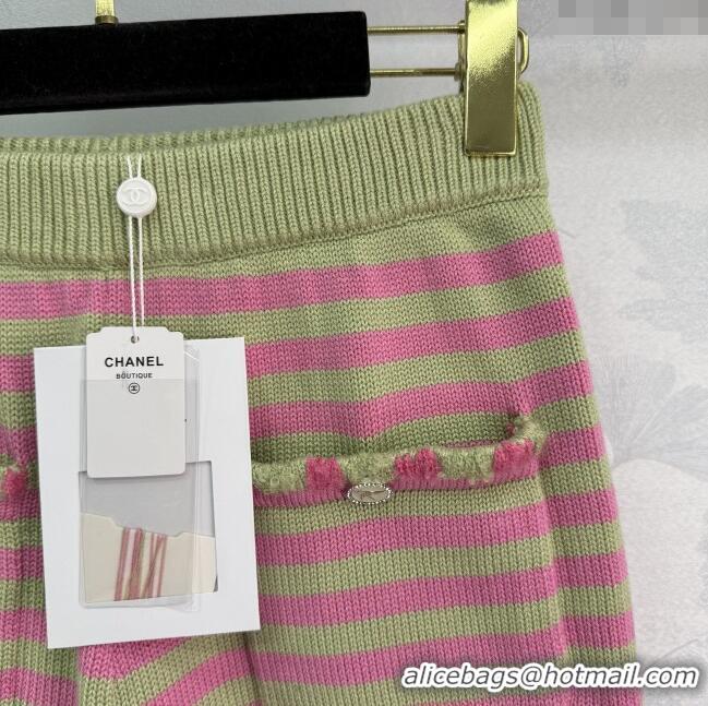 Traditional Discount Chanel Wool & Cashmere Shorts 10032 Green/Pink 2025