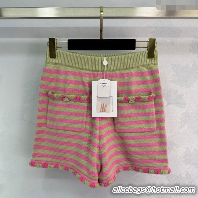 Traditional Discount Chanel Wool & Cashmere Shorts 10032 Green/Pink 2025