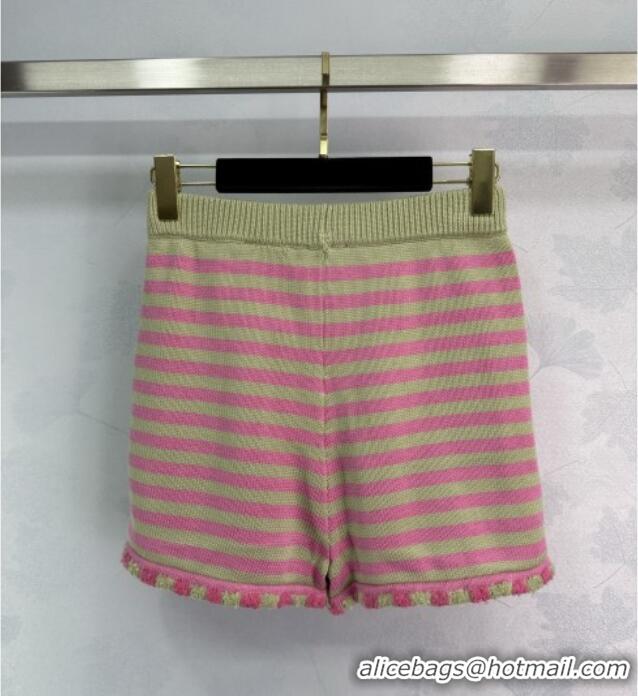 Traditional Discount Chanel Wool & Cashmere Shorts 10032 Green/Pink 2025