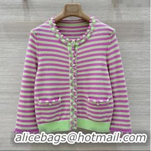 Best Price Chanel Cashmere Cardigan 10034 Green/Purple 2025
