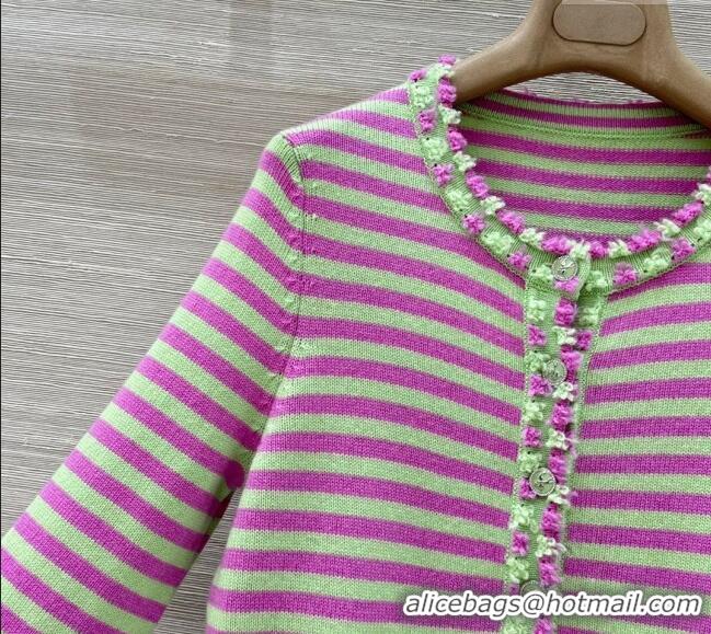 Best Price Chanel Cashmere Cardigan 10034 Green/Purple 2025
