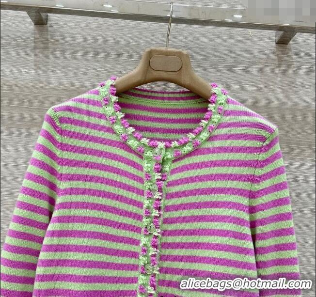 Best Price Chanel Cashmere Cardigan 10034 Green/Purple 2025