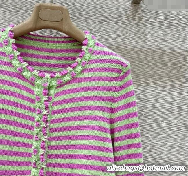 Best Price Chanel Cashmere Cardigan 10034 Green/Purple 2025