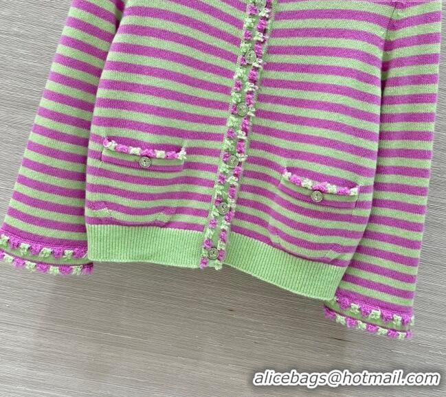 Best Price Chanel Cashmere Cardigan 10034 Green/Purple 2025