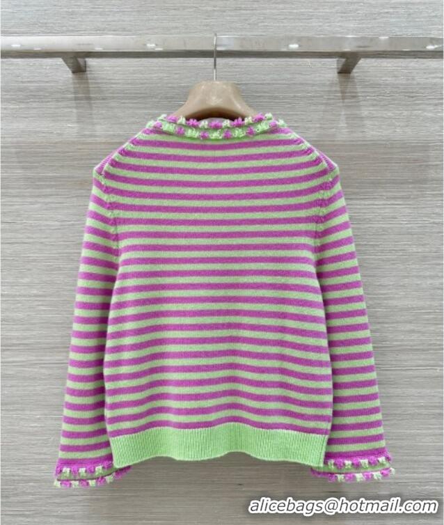 Best Price Chanel Cashmere Cardigan 10034 Green/Purple 2025