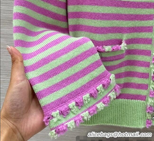 Best Price Chanel Cashmere Cardigan 10034 Green/Purple 2025