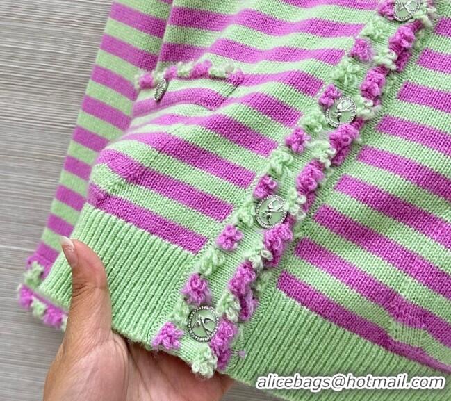 Best Price Chanel Cashmere Cardigan 10034 Green/Purple 2025