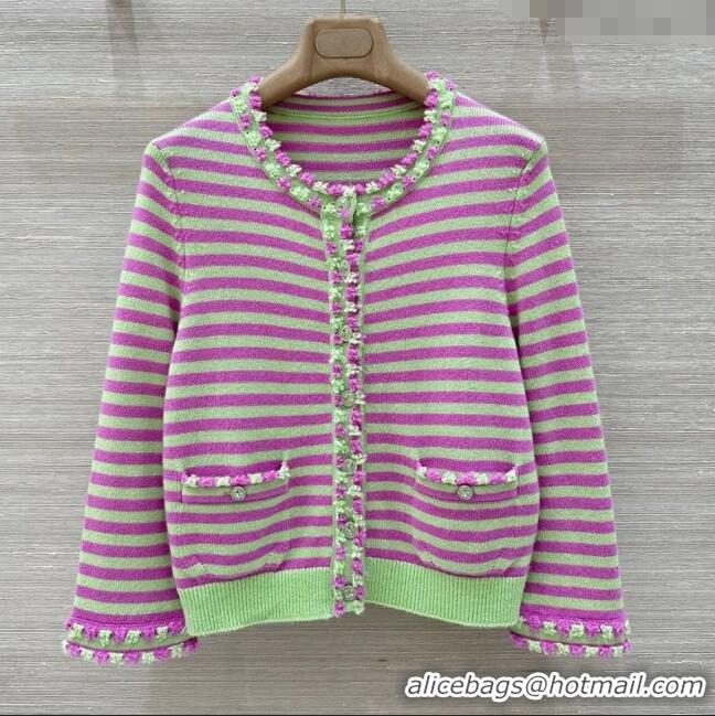 Best Price Chanel Cashmere Cardigan 10034 Green/Purple 2025