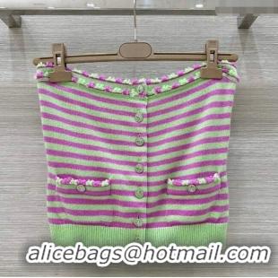Luxury Cheap Chanel Cashmere Vest 10035 Green/Purple 2025