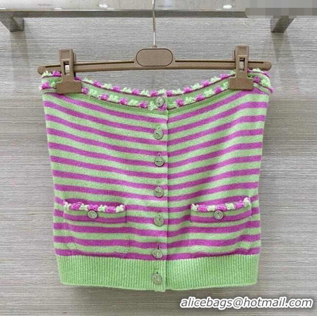 Luxury Cheap Chanel Cashmere Vest 10035 Green/Purple 2025