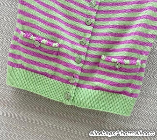 Luxury Cheap Chanel Cashmere Vest 10035 Green/Purple 2025