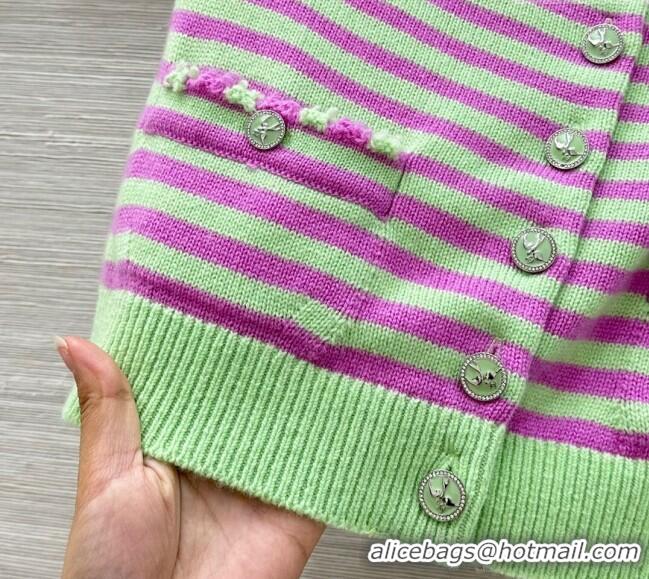 Luxury Cheap Chanel Cashmere Vest 10035 Green/Purple 2025