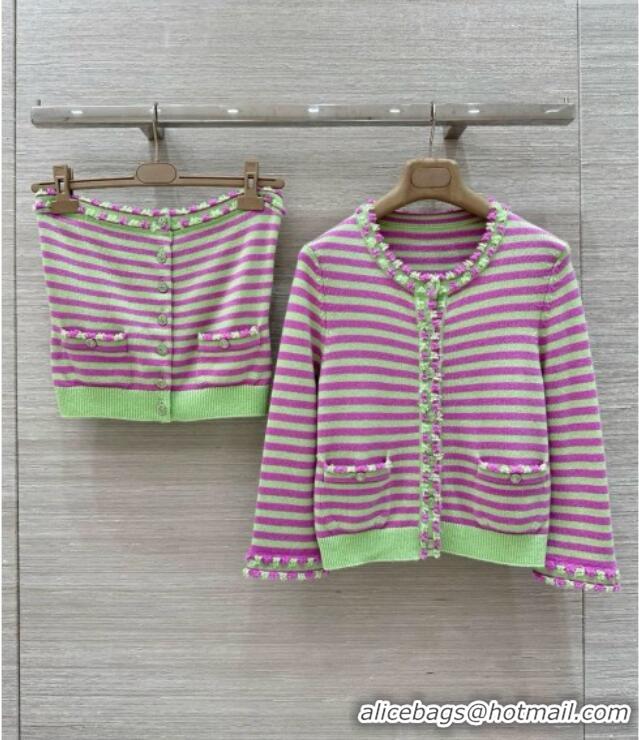 Luxury Cheap Chanel Cashmere Vest 10035 Green/Purple 2025