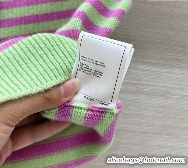 Luxury Cheap Chanel Cashmere Vest 10035 Green/Purple 2025
