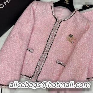 Affordable Price Chanel Tweed and Sequins Jacket 0410 Sakura Pink 2025