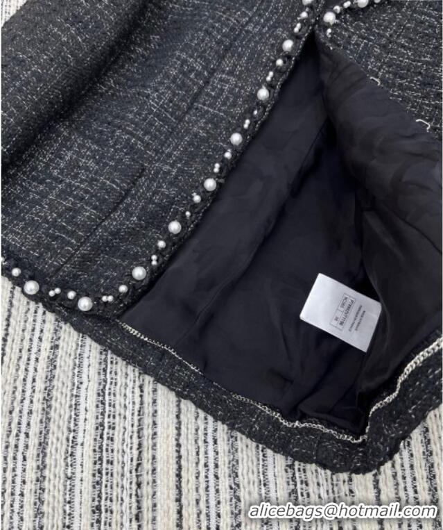 Buy Discount Chanel Tweed and Silk Jacket with Pearls 0411 Black 2025
